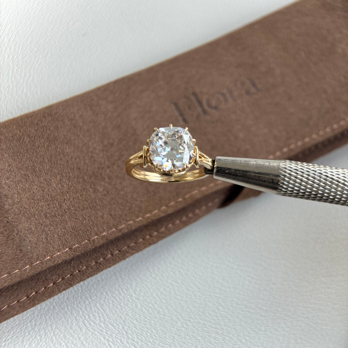 Lea-3.16ct Old Mine Cushion Cut Lab Grown Diamond Ring