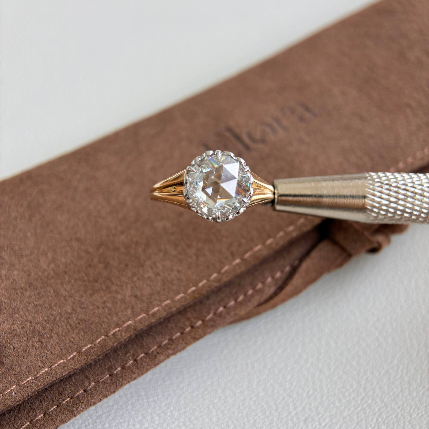 Santi-2.11ct Round Rose Cut Lab Grown Diamond Engagement Ring