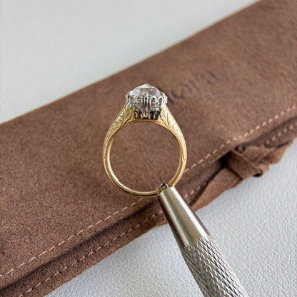 Santi-2.11ct Round Rose Cut Lab Grown Diamond Engagement Ring