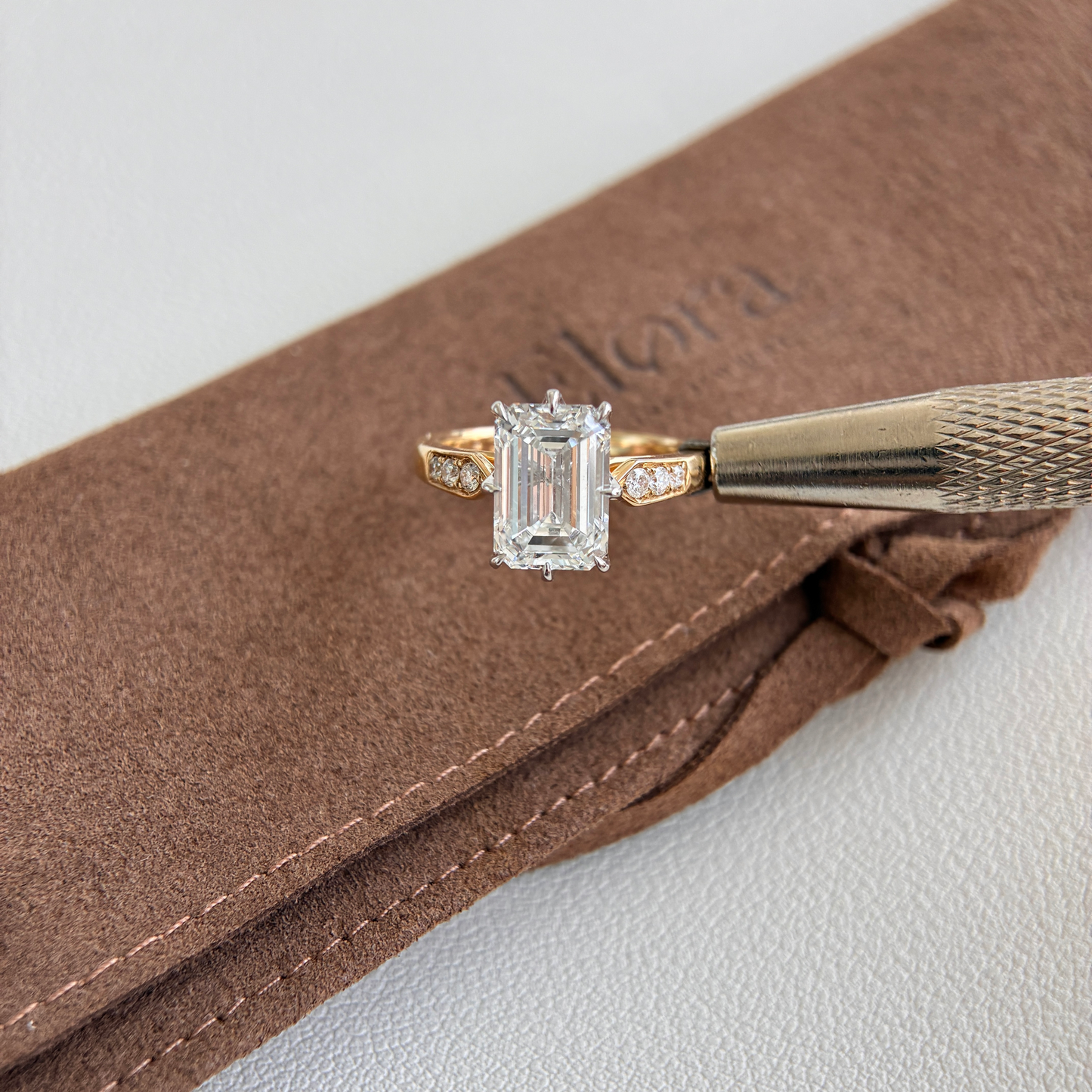 Carmine-3.15ct Emerald Cut Lab Grown Diamond Engagement Ring