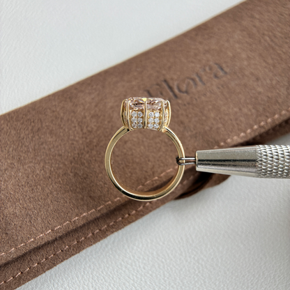 Alice-Champagne Altschliff-Cushion Ring mit im Labor gezüchtetem Diamanten