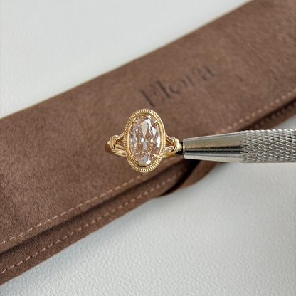 Camila-3.01ct Champagne Old Mine Oval Lab Grown Diamond Ring