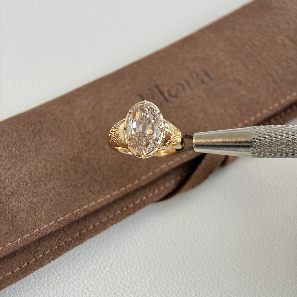 Alia-4.07ct Champagne Old Mine Oval Lab Grown Diamond Ring