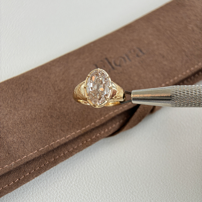 Alia-4.07ct Champagne Old Mine Oval Lab Grown Diamond Ring
