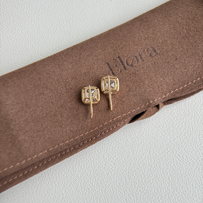 Tropfenohrringe mit Diamanten im Old Mine Cushion Cut