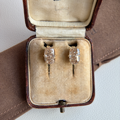 Champagne Cushion Cut Diamond Hoop Earrings