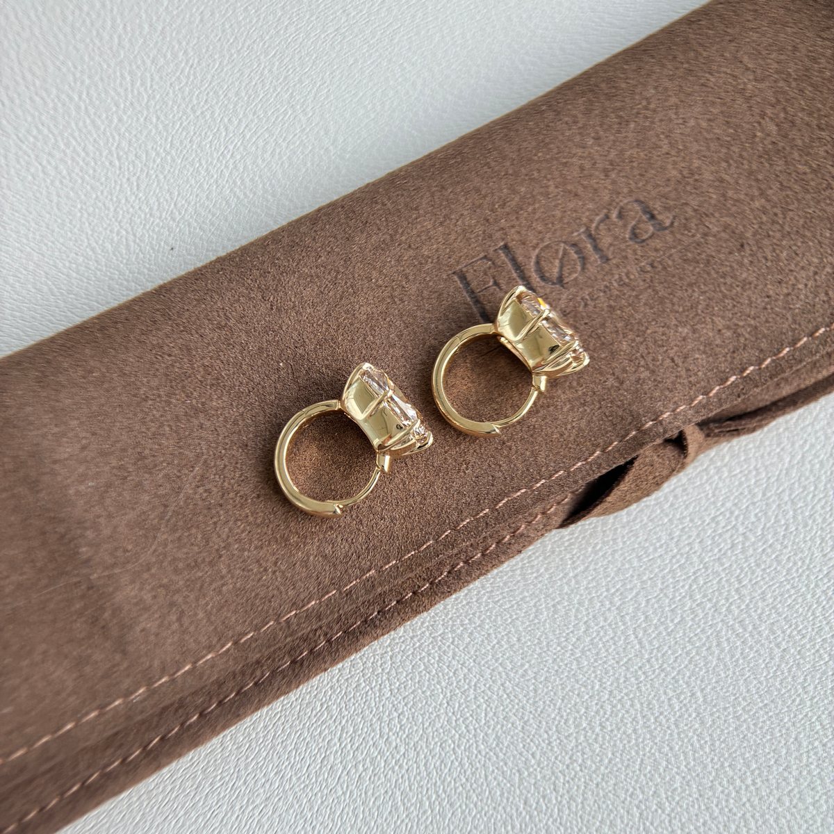 Champagne Cushion Cut Diamond Hoop Earrings