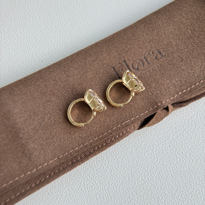 Champagne Cushion Cut Diamond Hoop Earrings