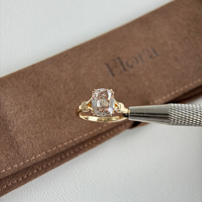 Alice-Champagne Altschliff-Cushion Ring mit im Labor gezüchtetem Diamanten