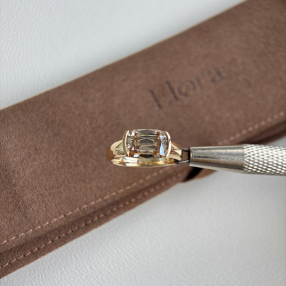 Alice-Champagne Altschliff-Cushion Ring mit im Labor gezüchtetem Diamanten