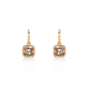 Champagne Asscher Cut Diamond Drop Earrings