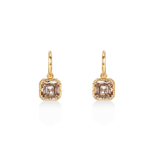 Champagne Asscher Cut Diamond Drop Earrings