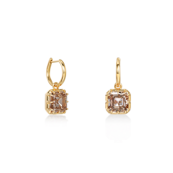 Champagne Asscher Cut Diamond Drop Earrings
