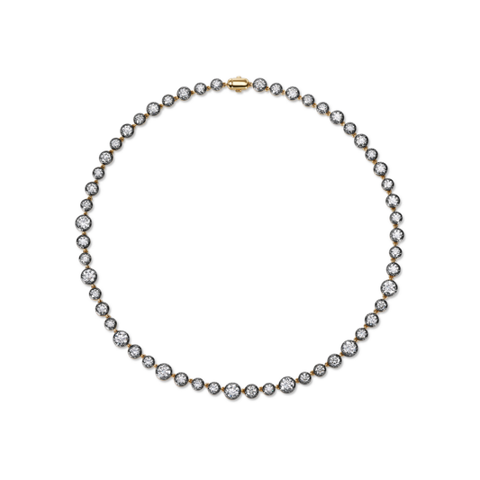 Georgian Bezel Round Diamond Tennis Necklace
