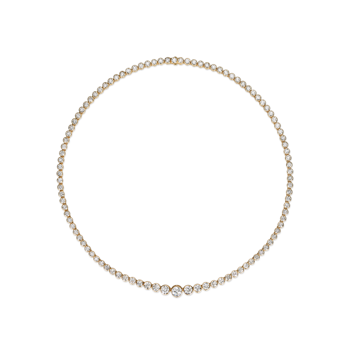 Graduated Round Diamond Bubble Tennis Necklace