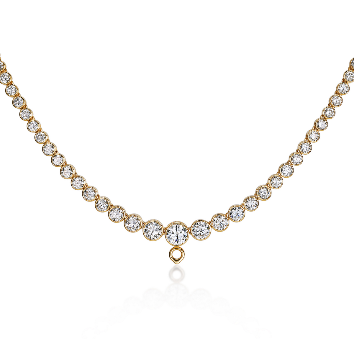 Graduated Round Diamond Bubble Tennis Necklace