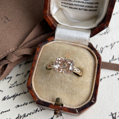 Alice-Champagne Old Mine Cushion Lab Grown Diamond Ring