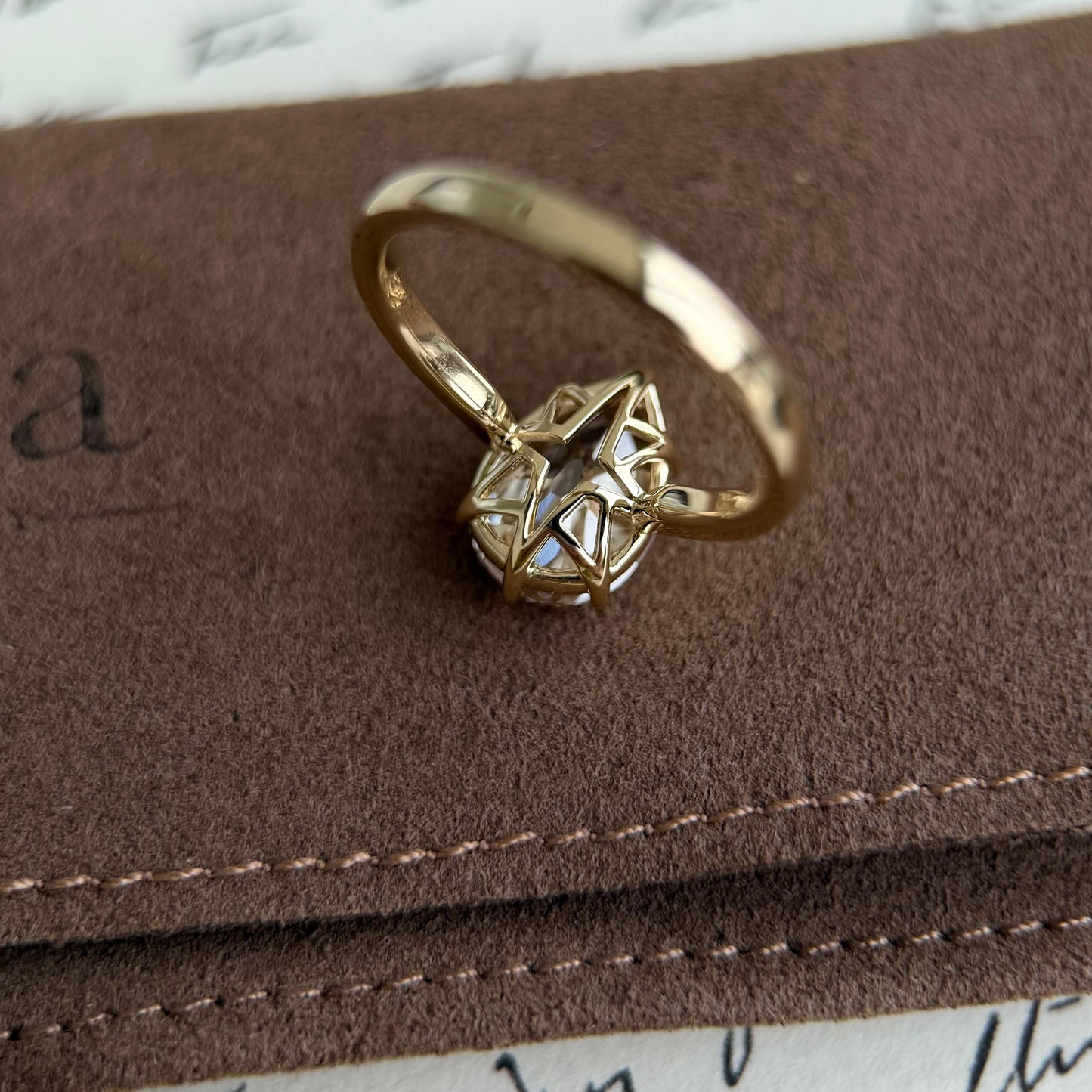Jasper-Champagne Old Mine Pear Lab Grown Diamond Engagement Ring