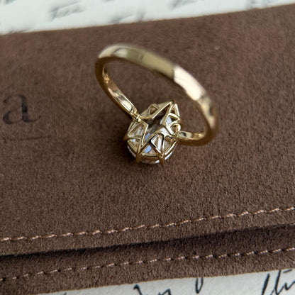 Jasper-Champagne Old Mine Pear Lab Grown Diamond Engagement Ring