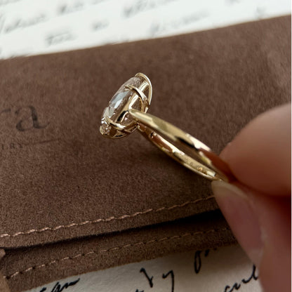 Jasper-Champagne Old Mine Pear Lab Grown Diamond Engagement Ring