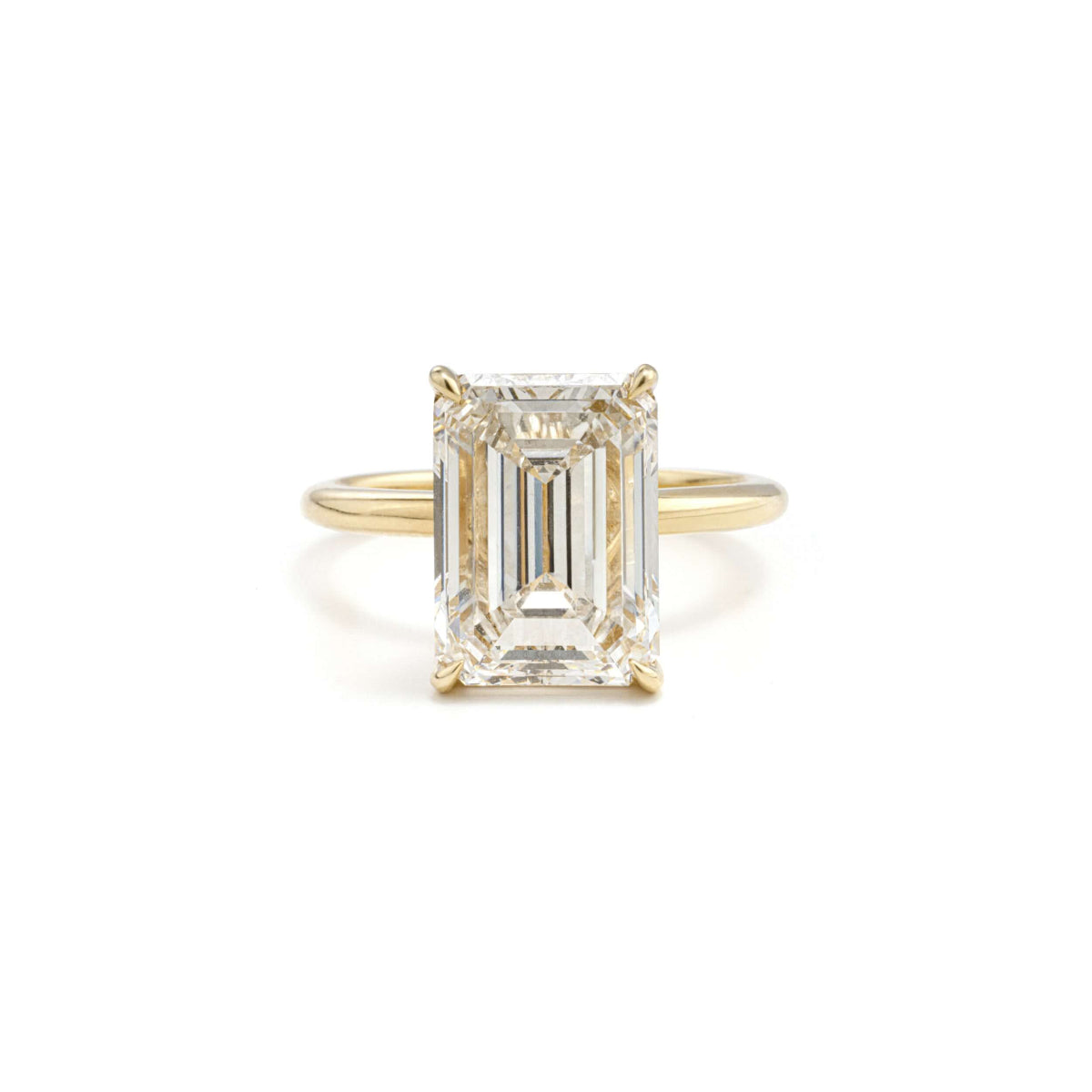 Front view of Jude emerald cut lab-grown diamond ring in 14K gold