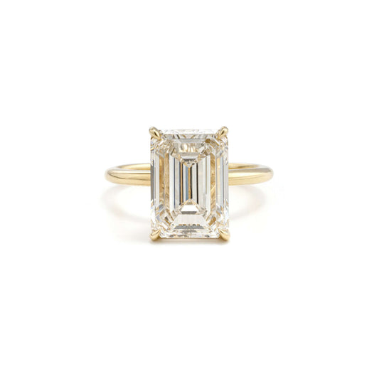 Jude emerald-cut lab diamond ring set in 14K yellow gold, front view