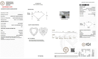 Honey-Champagne Heart Lab Grown Diamond Engagement Ring