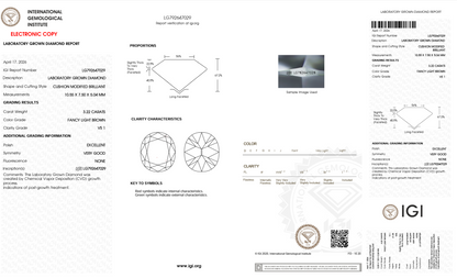 Eddy-Champagne Old Mine Cushion Lab Grown Diamond Ring