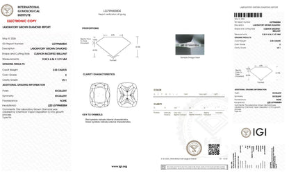 Ellie-2.03ct Cushion Cut Lab Grown Diamond Ring