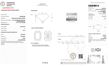 Nora-2.07ct Radiant-Schliff Laborgezüchteter Diamantring