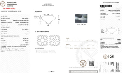 Tropfenohrringe mit Diamanten im Old Mine Cushion Cut