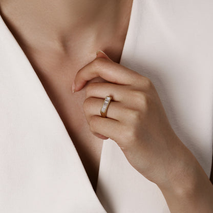 Model Wear A Baguette Cut Lab-Grown Diamond Eternity Band 2.7mm Width | Brooklyn | Elora