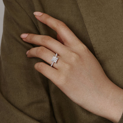 Model hand view of Princess Cut Diamond Pave Engagement Ring | Heidi  | Elora