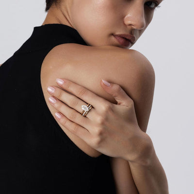 Front view of Elena Marquise cut lab-grown diamond ring in 14K gold