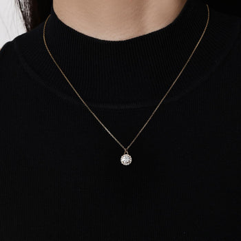 Face view 0.52ct Halo Round Cut Diamond Pendant Necklace in 14k/18k Yellow Gold | Alba | Elora