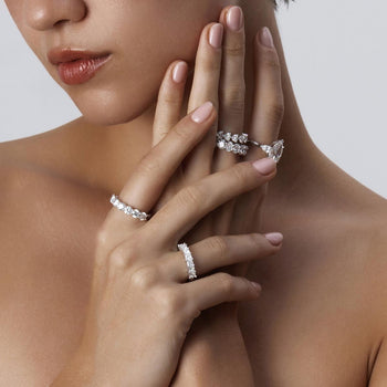 Front view 2.19ctw Round Cut Lab-Grown Diamond Eternity Band in Platinum | Audrey | Elora