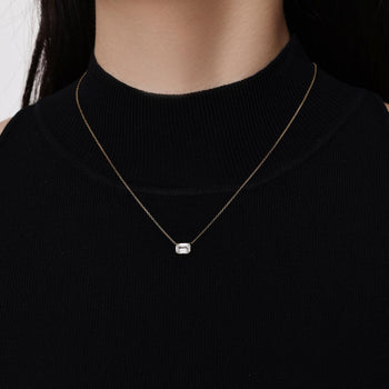 Face view 1.0ct East West Emerald Cut Diamond Necklace in 14k/18k Yellow Gold | Stella | Elora