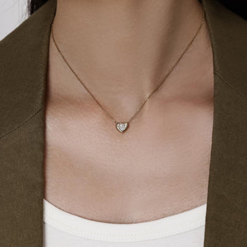 Face view 1.0ct Heart Bezel Diamond Necklace in 14k/18k Yellow Gold | Amora | Elora