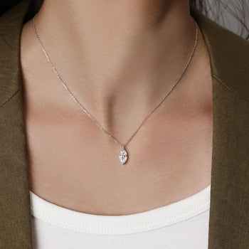 Face view 1.0ct Marquise cut Solitaire Diamond Necklace in platinum | Riley | Elora