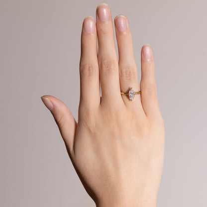 On-hand view of 1ct Anais-Marquise Cut Diamond Ring in 14k Yellow Gold