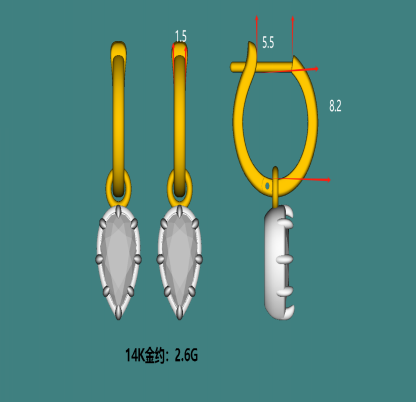 Pear Diamond Drop Hoop Earrings