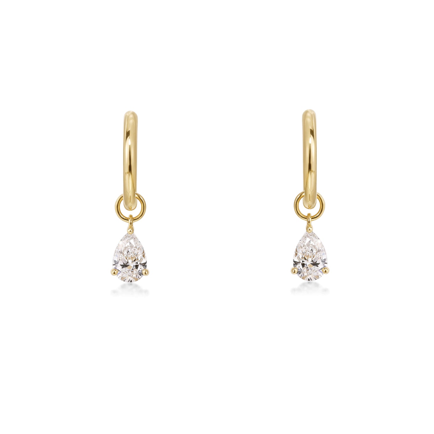 Pear Diamond Drop Hoop Earrings in 18K Yellow Gold | Elora