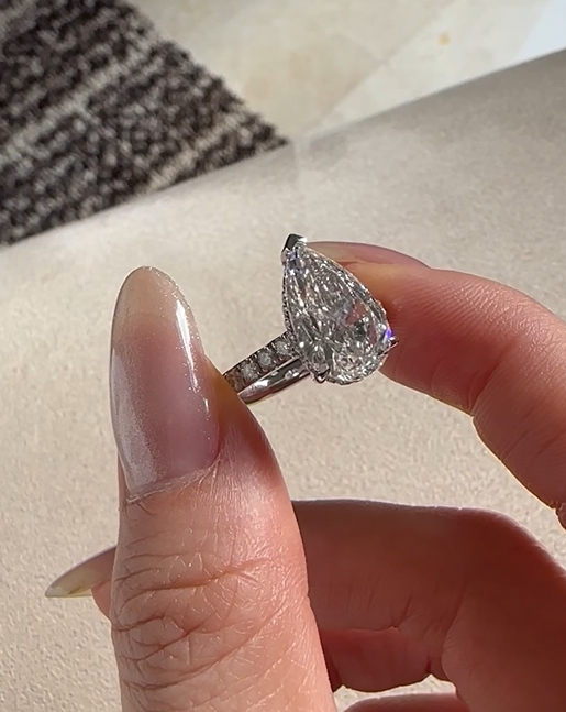 Pear cut Diamond Pave Ring