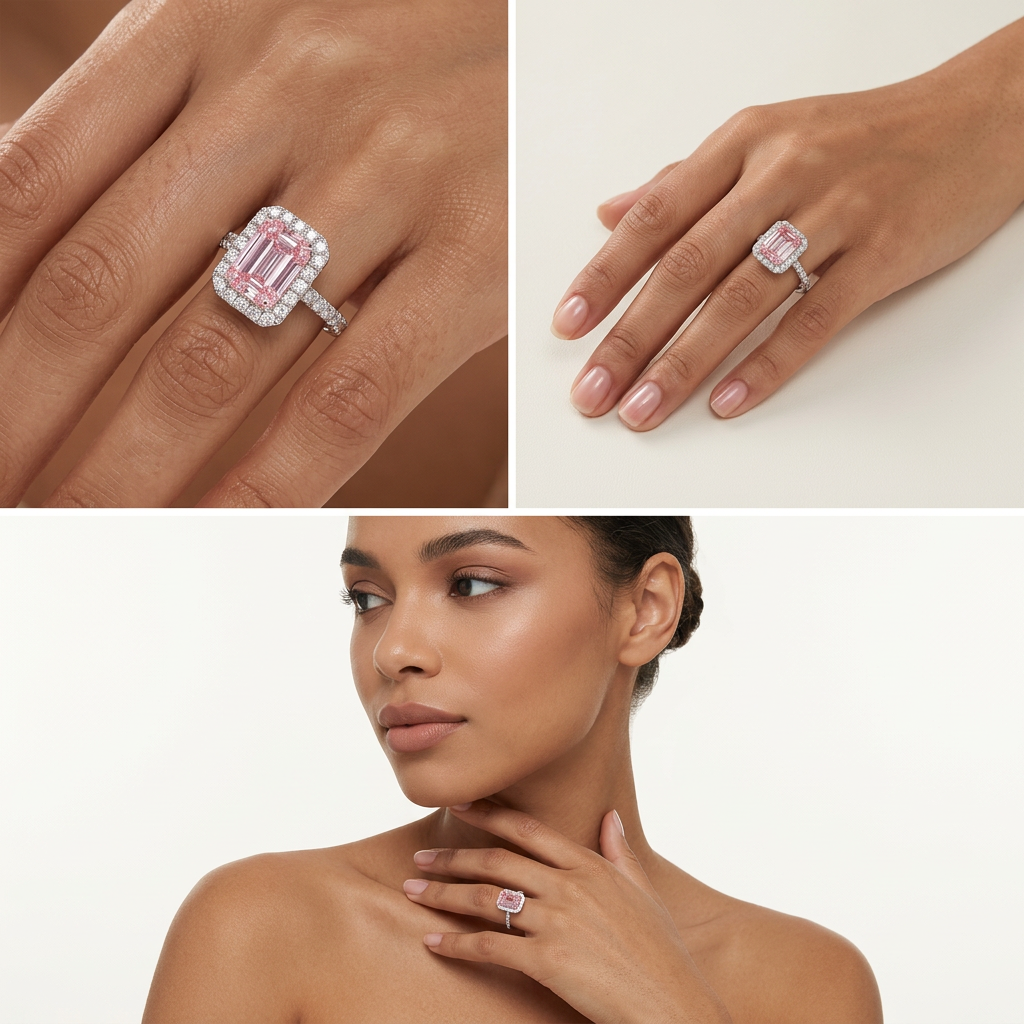 Lydia - Emerald Cut Pink Diamond Ring