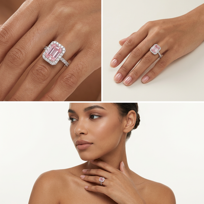 Lydia - Emerald Cut Pink Diamond Ring
