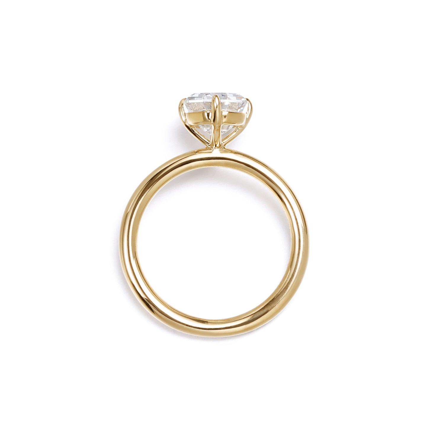 Side profile of Octagon-shape Emerald Cut Lab Diamond Ring in 14K Gold