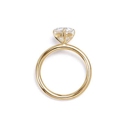 Side profile of Octagon-shape Emerald Cut Lab Diamond Ring in 14K Gold