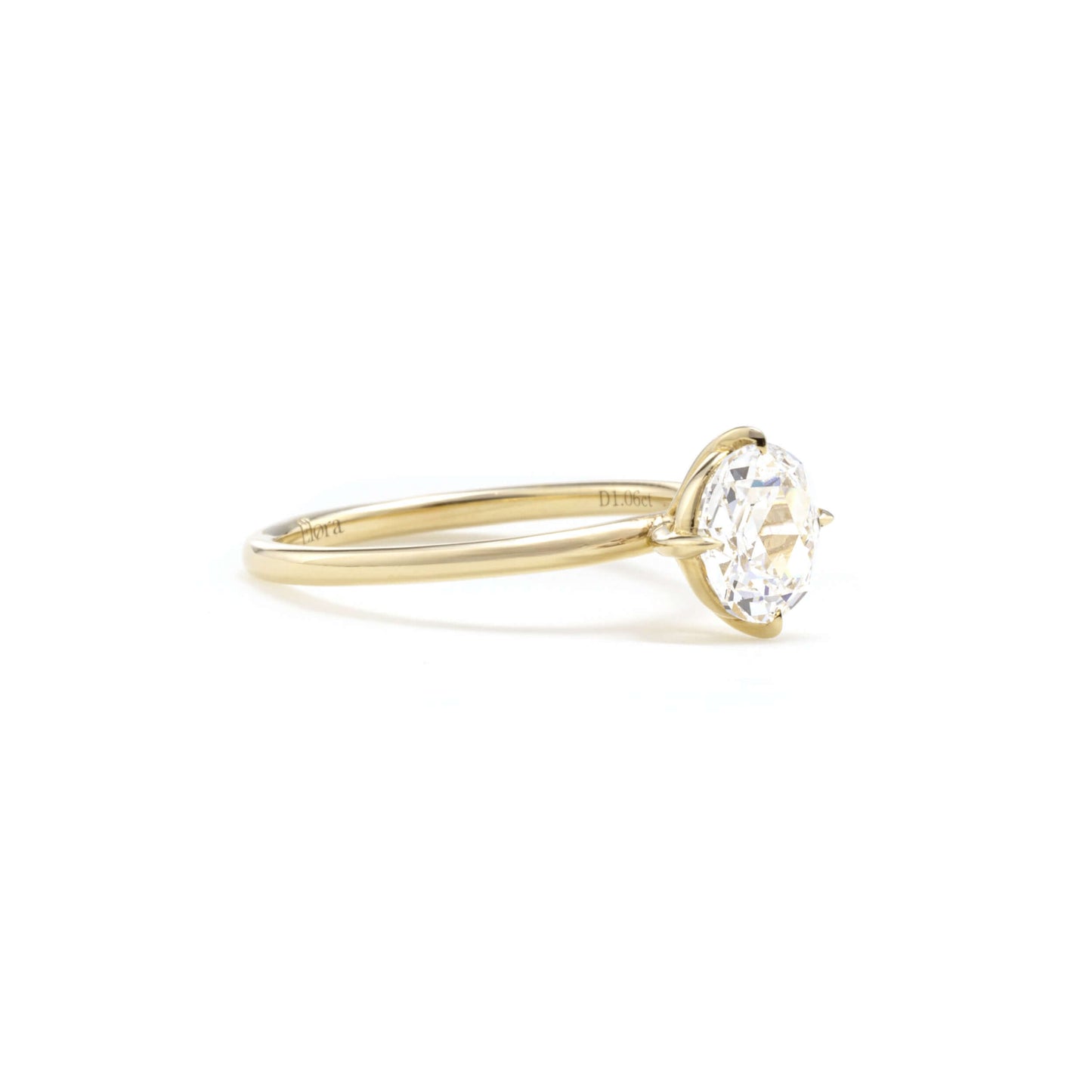 Side View Annika Round Rose-cut Diamond Solitaire Ring in four-prong setting