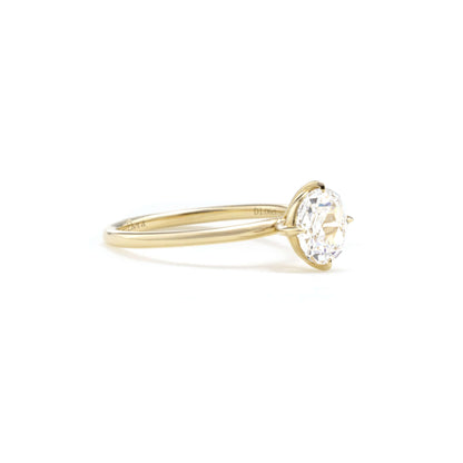 Side View Annika Round Rose-cut Diamond Solitaire Ring in four-prong setting