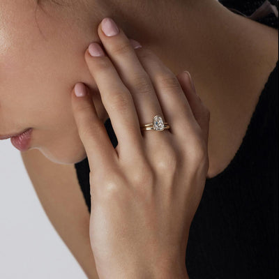 Front view of Emma Old European cut lab-grown diamond ring in 14K Gold